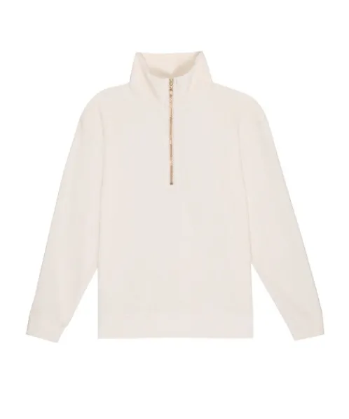 DONNI. Knits>Terry 1/2 Zip Creme w/ White African Opals