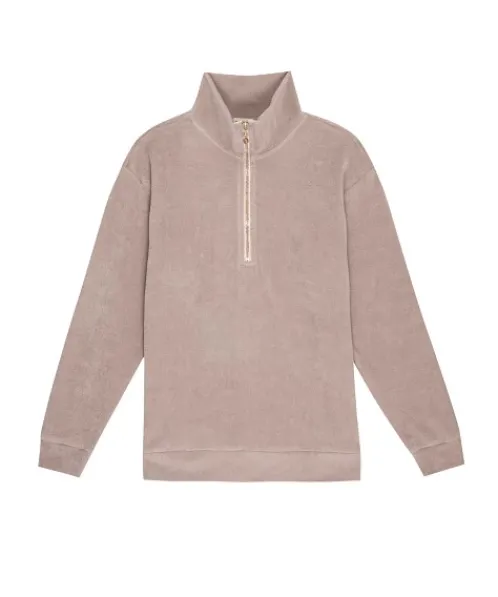 DONNI. Knits>Terry 1/2 Zip Stone w/ Jasper