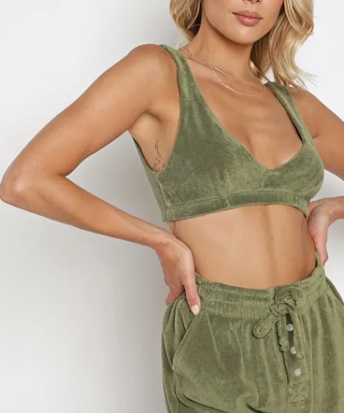 DONNI. Tops>Terry Bra Basil