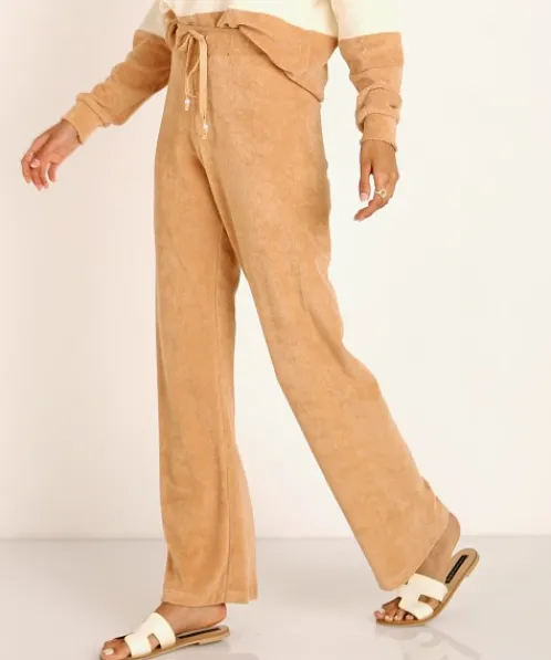 DONNI. Pants>Terry Cropped Flare Pant in Latte
