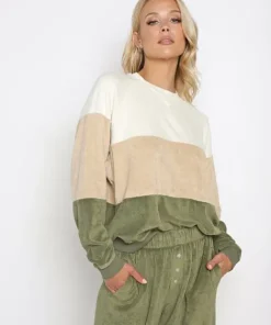 DONNI. Knits>Tri Terry Sweater Cream/Latte/Basil