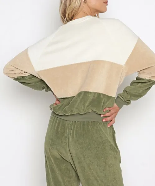 DONNI. Knits>Tri Terry Sweater Cream/Latte/Basil
