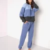 DONNI. Knits>Vintage Fleece Tri-Crew Sweatshirt Denim/Indigo/Charcoal
