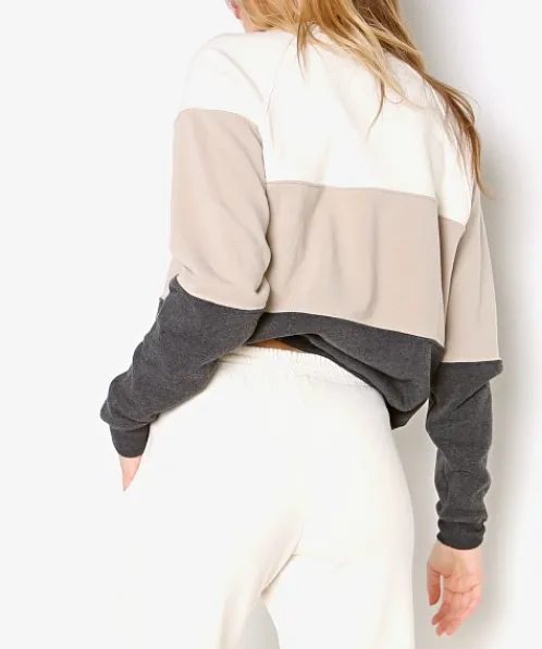 DONNI. Knits>Vintage Fleece Tri-Crew Sweatshirt Creme/Stone/Charcoal