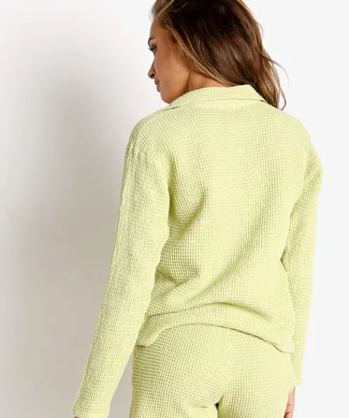 DONNI. Knits>Waffle 1/2 Zip Pullover Lime + Freshwater Pearl