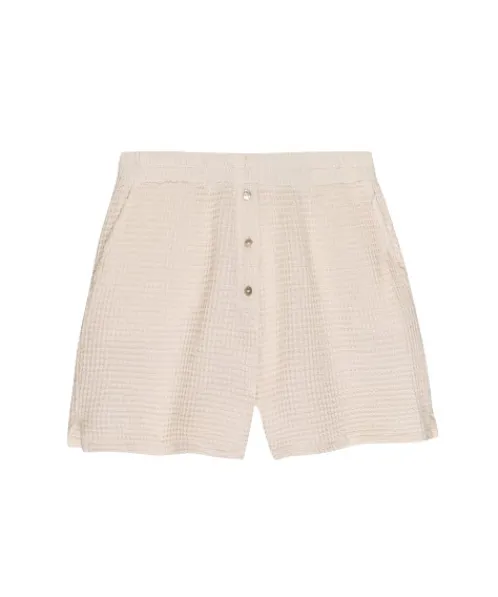 DONNI. Shorts>Waffle Henley Short Cream + Mother of Pearl