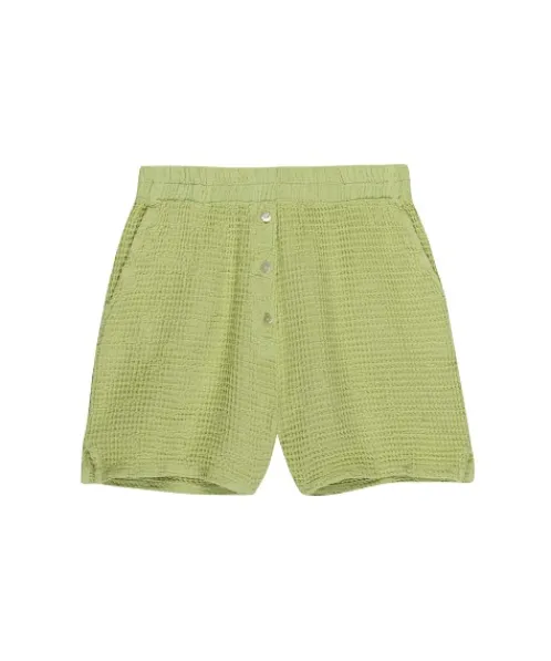 DONNI. Shorts>Waffle Henley Short Lime + Mother of Pearl