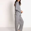 Eberjey Pj Sets>Bobby Long PJ Set Heather Grey/Bellini