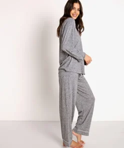 Eberjey Pj Sets>Bobby Long PJ Set Heather Grey/Bellini