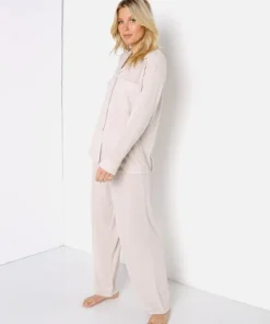 Eberjey Pj Sets>Bobby Long PJ Set Oatmeal Heather/Bellini