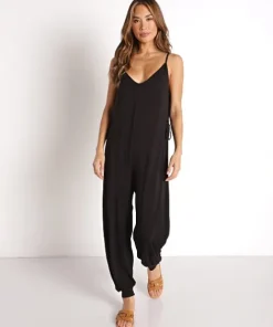 Eberjey Teddies>Finley Knotted Jumpsuit Black