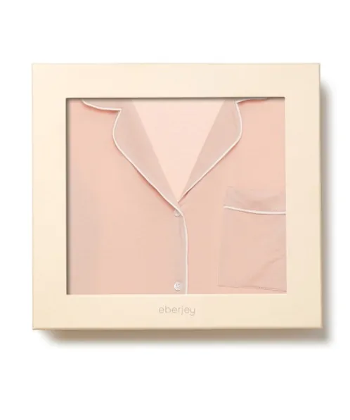 Eberjey Pj Sets>Gisele Long PJ Boxed Set Misty Rose/Ivory