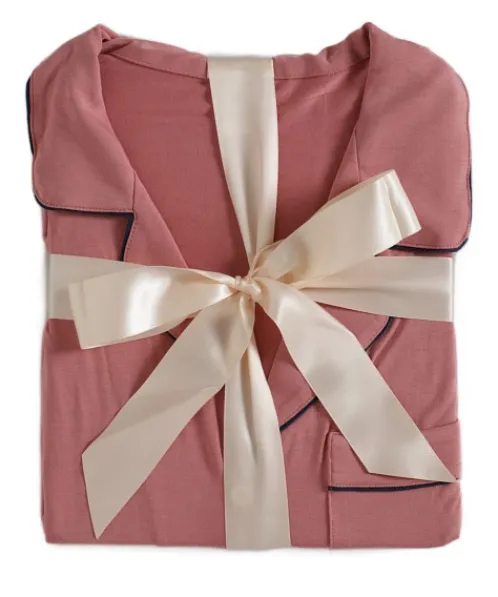 Eberjey Pj Sets>Gisele Short PJ Set Ribbon Wrapped La Rosa/Indigo Blue