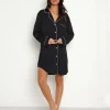 Eberjey Sleep Shirts>Gisele Sleep Shirt Black/Sorbet