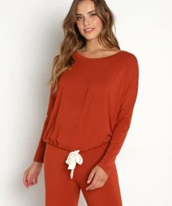 Eberjey Pj Sets>Gisele Slouchy Set Ribbon Wrapped Cinnamon