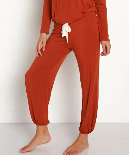 Eberjey Pj Sets>Gisele Slouchy Set Ribbon Wrapped Cinnamon