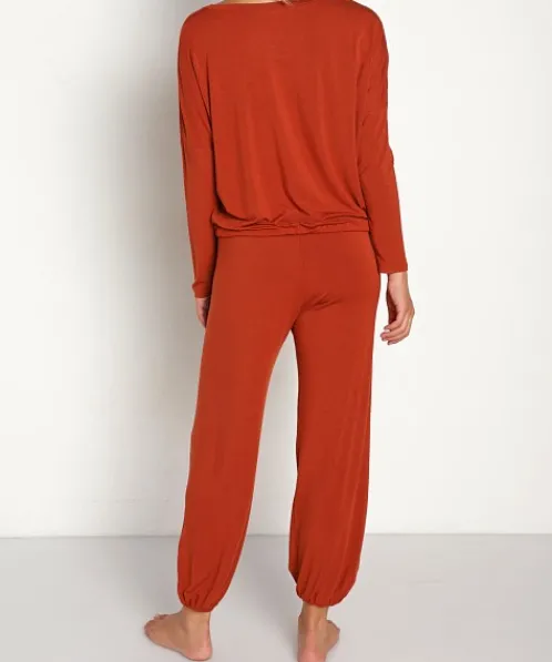 Eberjey Pj Sets>Gisele Slouchy Set Ribbon Wrapped Cinnamon