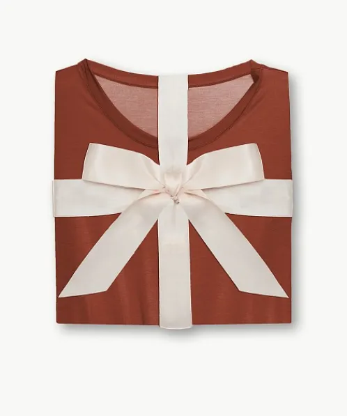 Eberjey Pj Sets>Gisele Slouchy Set Ribbon Wrapped Cinnamon