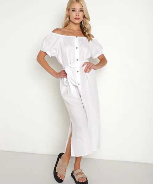 Eberjey Dresses>Linen Harper Dress White