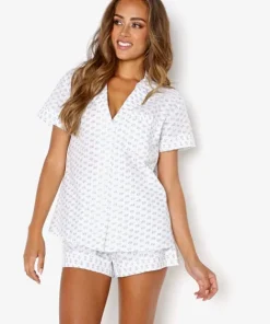 Eberjey Pj Sets>Nautico Stripes PJ Short Set Daisy Blue Shadow