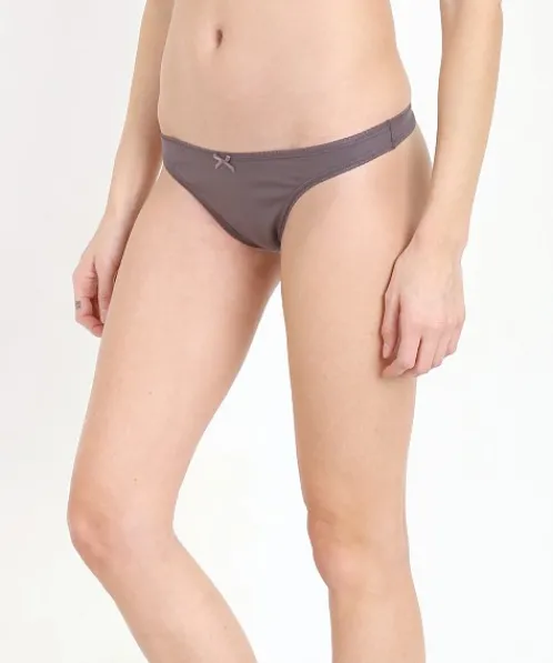 Eberjey Panties>Pima Goddess Picot Edge Thong Charcoal