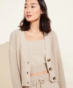 Eberjey Sleep Shirts>Recycled Sweater Cropped Cardi Oat