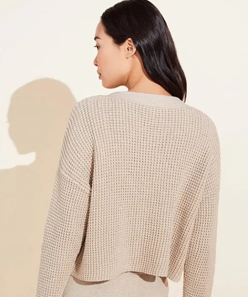 Eberjey Sleep Shirts>Recycled Sweater Cropped Cardi Oat
