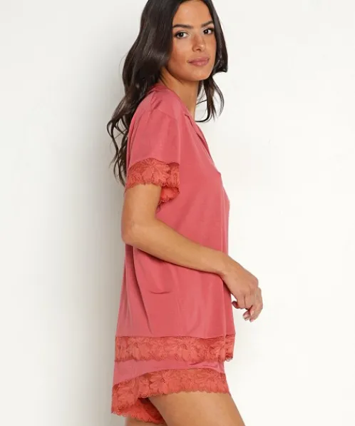 Eberjey Shorts>Rosalia Short PJ Set Rosewood