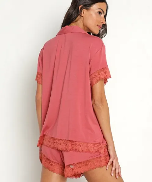 Eberjey Shorts>Rosalia Short PJ Set Rosewood