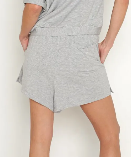 Eberjey Shorts>Softest Sweats Boyfriend Shorts Heather Grey