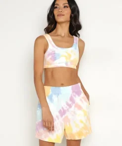Electric & Rose Tops>Electric & Rose Dion Bra Wave Terry Cloth Luna/Blush/Lemon