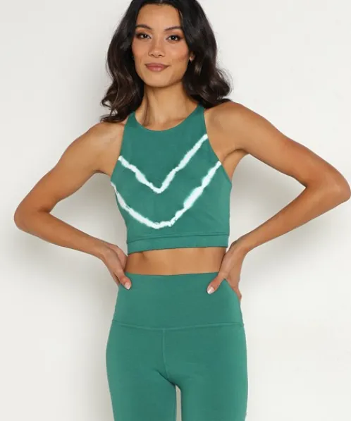 Electric & Rose Sports Bras>Electric & Rose Grayson Crop Top Chevron Kelly/Cloud