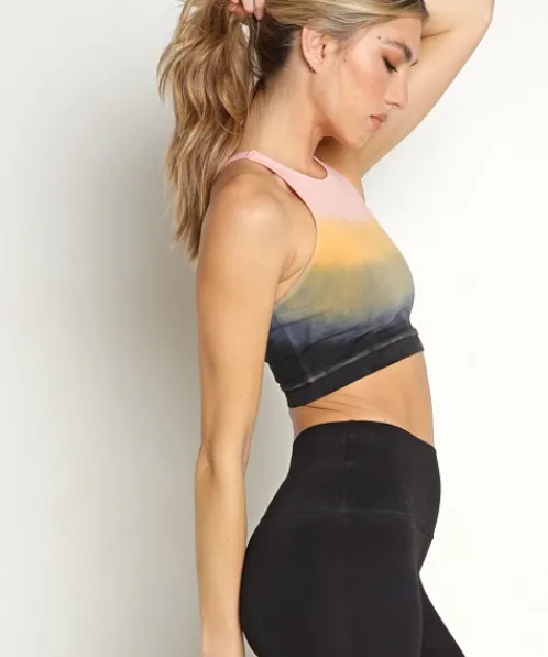 Electric & Rose Sports Bras>Electric & Rose Grayson Crop Sunset Onyx Multi