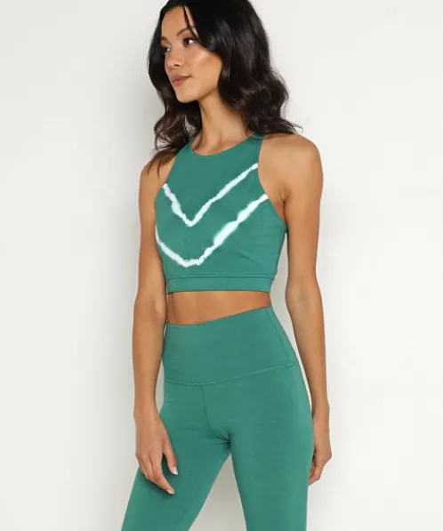 Electric & Rose Sports Bras>Electric & Rose Grayson Crop Top Chevron Kelly/Cloud