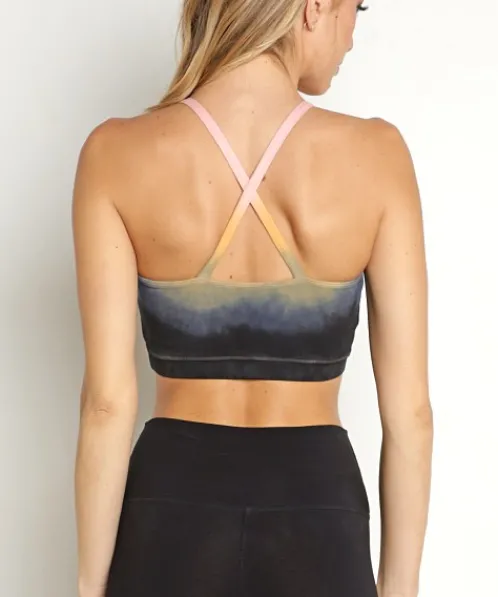 Electric & Rose Sports Bras>Electric & Rose Grayson Crop Sunset Onyx Multi