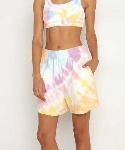 Electric & Rose Bottoms | Shorts>Electric & Rose Lima Short Wave Short Terry Cloth Luna/Blush/Lem