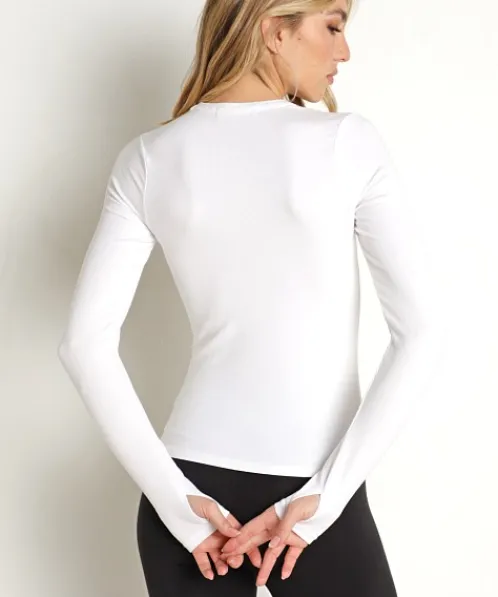Electric & Rose Tops>Electric & Rose Olivia Ribbed Long Sleeve White