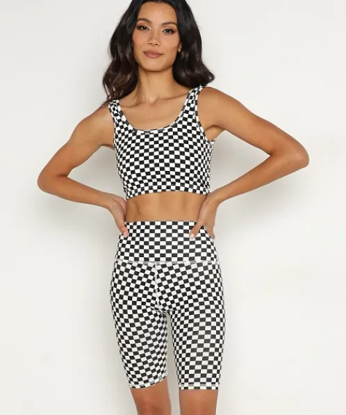 Electric & Rose Sports Bras>Electric & Rose Sirena Bra Checkers Onyx/Cloud