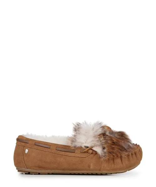 EMU Australia Slippers>Amity Reverse Lava Moccasin Slipper Chestnut