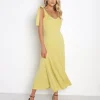 En Saison Dresses>Midi Dress Godets Yellow