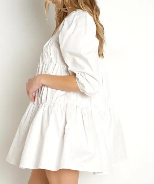 En Saison Dresses>Pathways Mini Dress Off White
