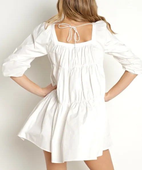 En Saison Dresses>Pathways Mini Dress Off White