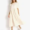 En Saison Dresses>Poplin Midi Dress Natural