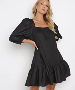 En Saison Dresses>Poplin Square Neck Mini Dress Black