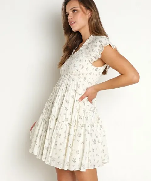 En Saison Dresses>Refine Vintage Floral Mini Dress Natural