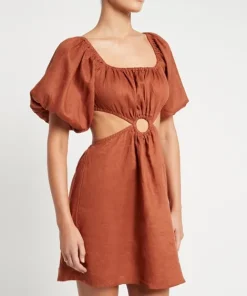 Faithfull the Brand Dresses>Almero Linen Mini Dress Spice