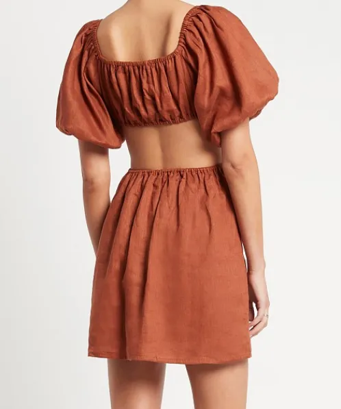 Faithfull the Brand Dresses>Almero Linen Mini Dress Spice