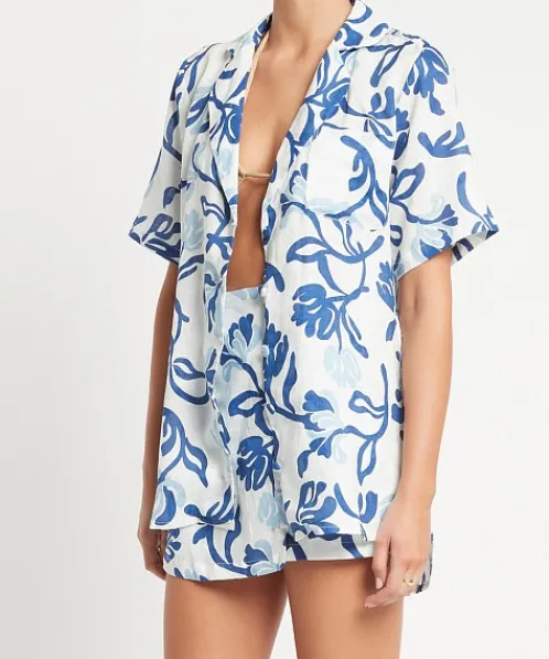 Faithfull the Brand Tops>Charlita Shirt Dress Ensola Floral