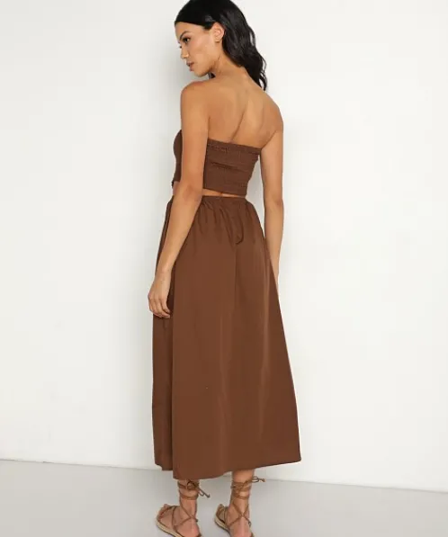 Faithfull the Brand Dresses>Deva Midi Dress Dark Chocolate