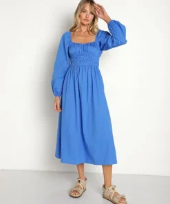 Faithfull the Brand Dresses>El Palma Midi Dress Pacific Blue